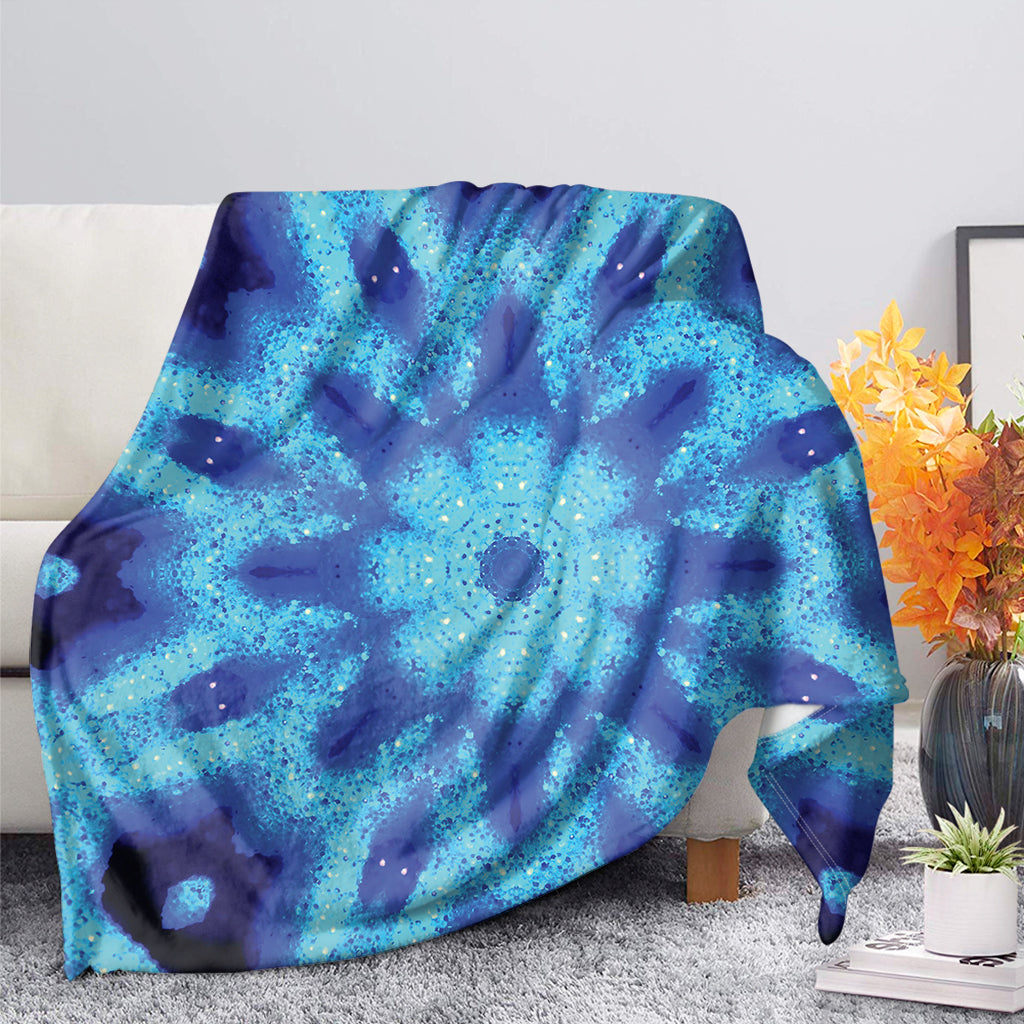 Blue Snowflake Kaleidoscope Print Blanket