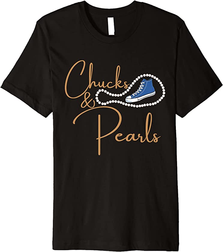 Chucks and Pearls AKA Black Girl Magic Melanin Queen HBCU Premium T-Shirt