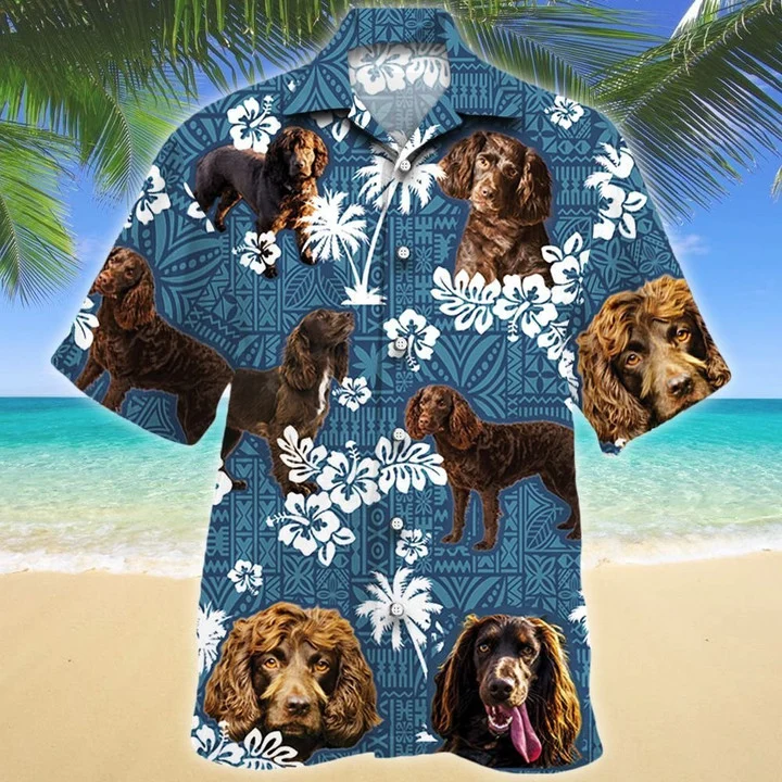 Boykin Spaniel Dog Keep The House Blue Tribal Pattern Hawaii Shirt Ha44766