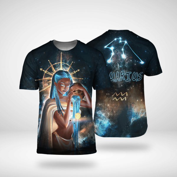 Zodiac Aquarius Girl For Black Queen Aquarius All Over Print 3D Unisex Tshirt Us Size