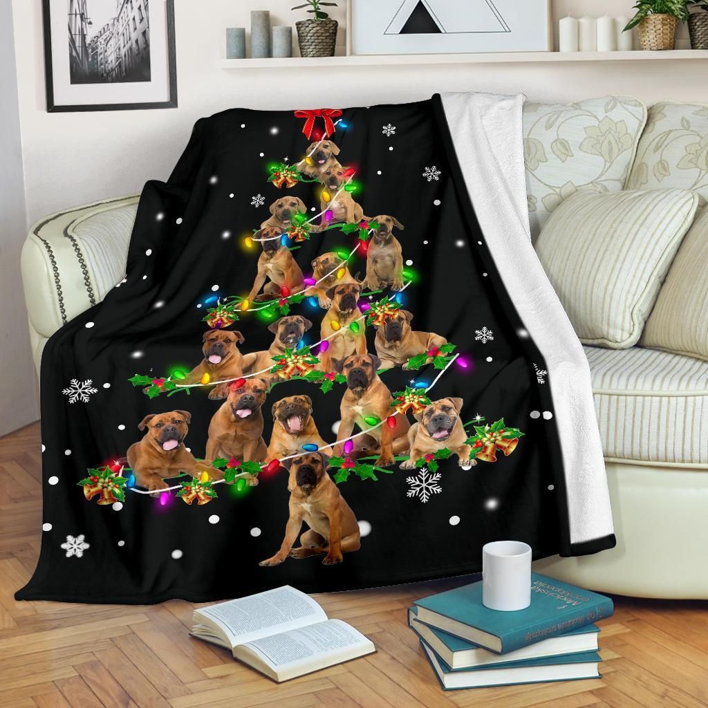 Boerboel Christmas Tree Christmas Decoration Design   Fleece Sherpa Blanket