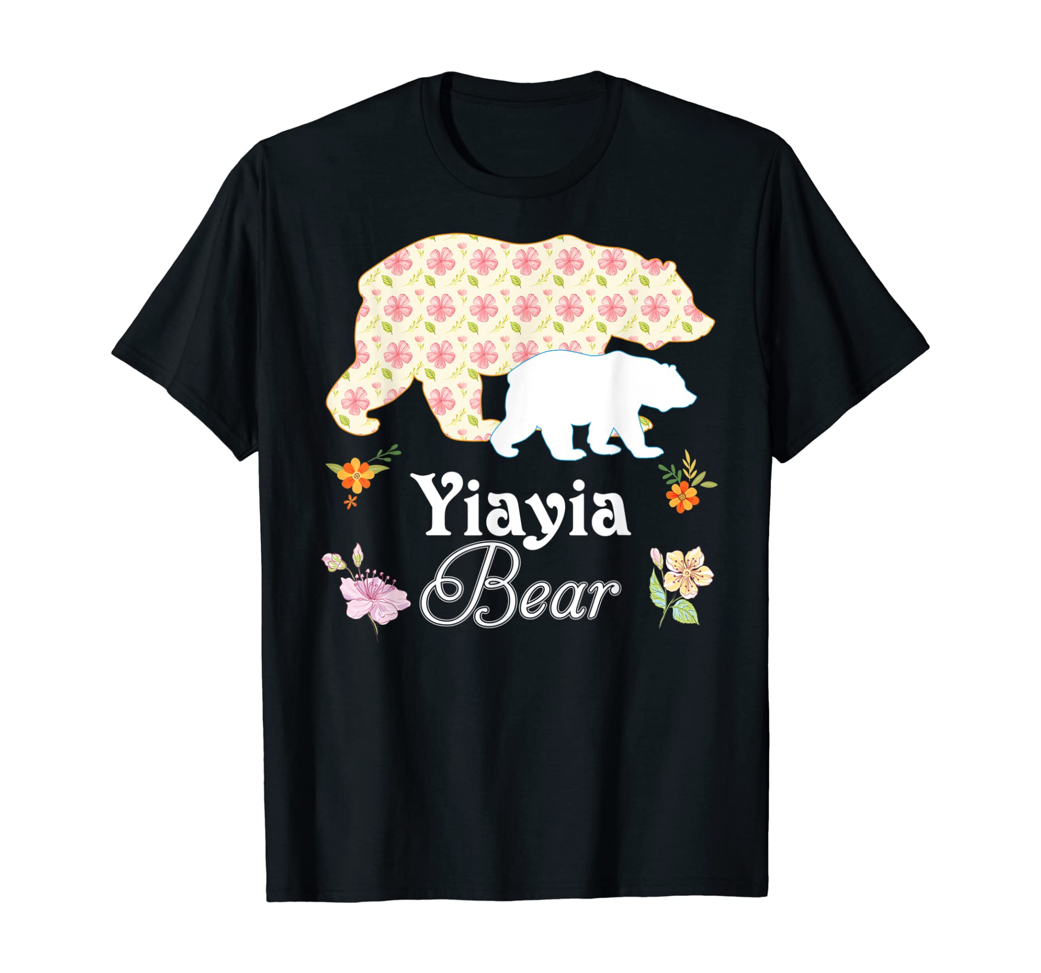 Yiayia Floral Bear Mommy Grandma T-Shirt Mother Father Day