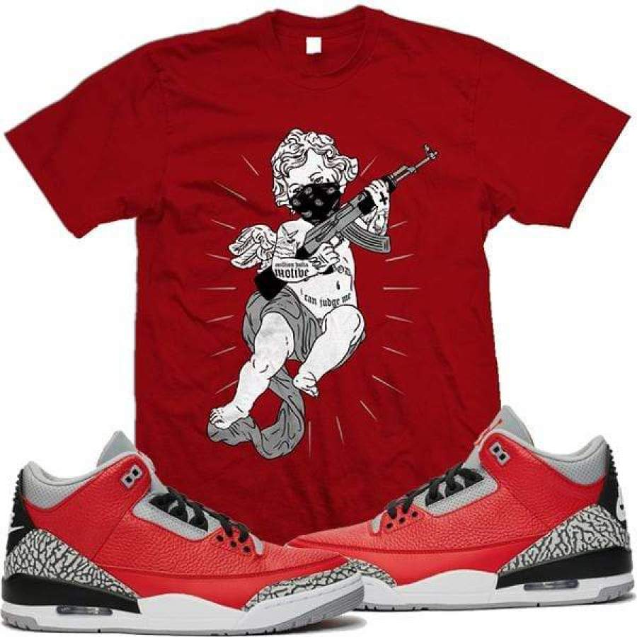 Jordan Retro 3 Red Cement Elephant Sneaker Shirt Tees to Match – TATTOOED ANGEL