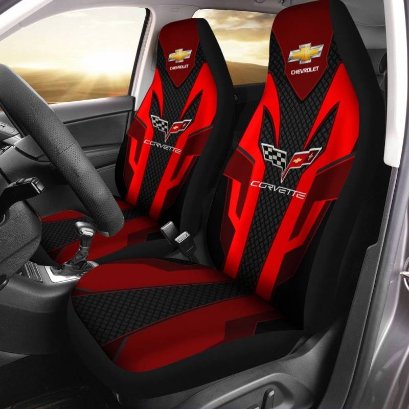 Chevrolet Corvette NTA Car Seat Cover (Set of 2) Ver 1 (Red) Type 3