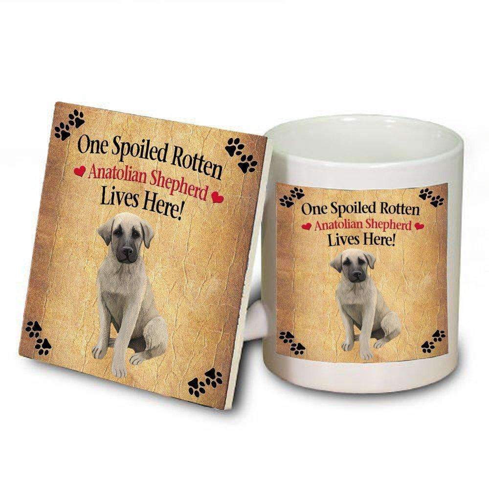 Anatolian Shepherd Puppy Spoiled Rotten Dog Mug And Coaster Set