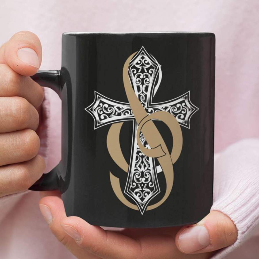 Music symbol with cross coffee mug