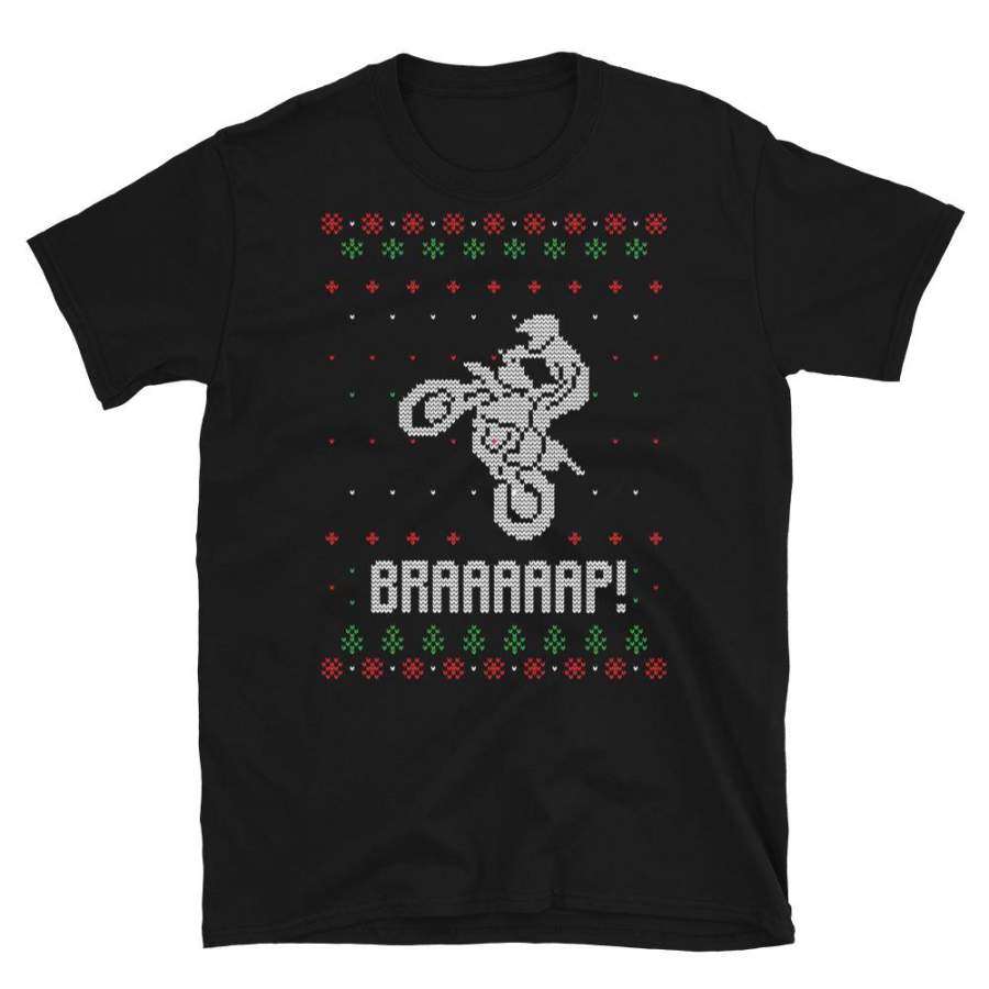 Brap Motocross Christmas Ugly Sweater Design Short-Sleeve Unisex T-Shirt