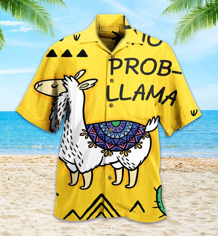 No Prob Llama Yellow Hawaii Shirt Ha31085