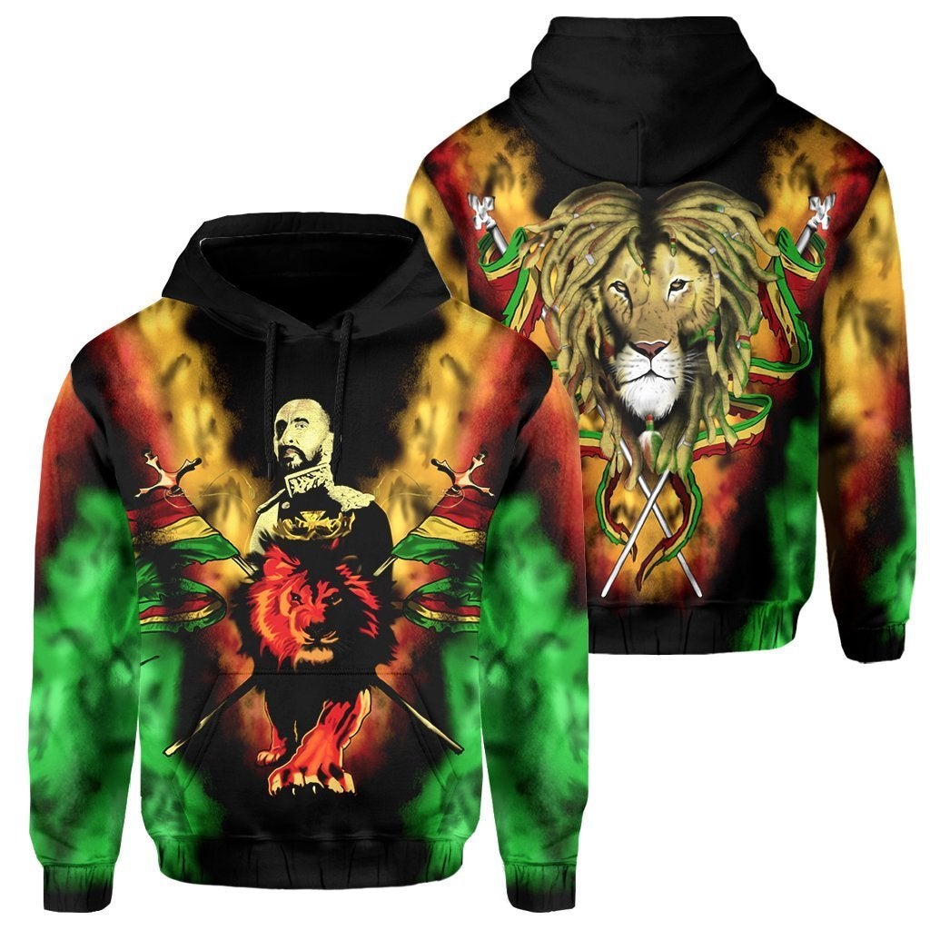 Wonderprint Hoodie – Africa Reggae Rastafarian King Flag Lion Pullover