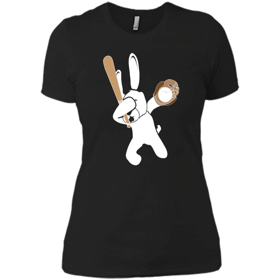 Dabbing Hip Hop Bunny Easter Shirt Dab Baseball Rabbit Dance Next Level Ladies Boyfriend Tee