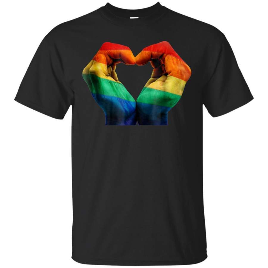 AGR Lgbtq Equality Rainbow Flag Tshirt Heart Shape Hand Jaq T-shirt