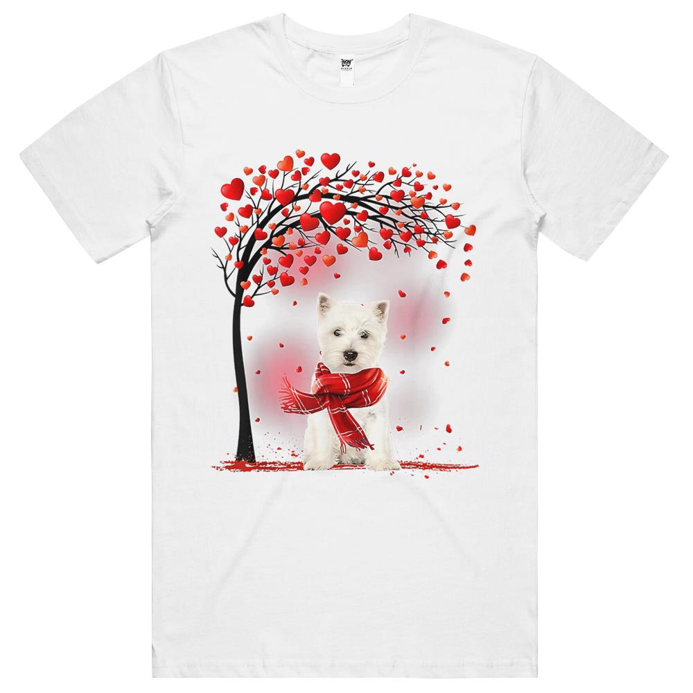 Valentines Day Westie Dog Tree Heart Puppy Dog Lover T Shirts