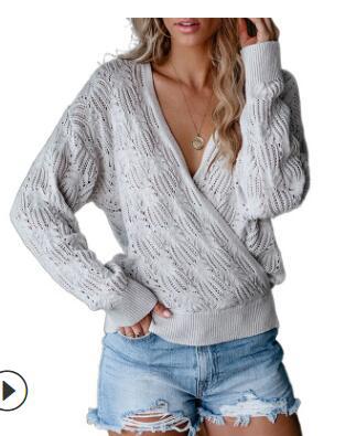 Autumn And Winter New Knitted Woman Sweaters Solid Color Long Sleeve Hollow Out Fashion Blouses Top Clothes For 2020 Fall Women alx