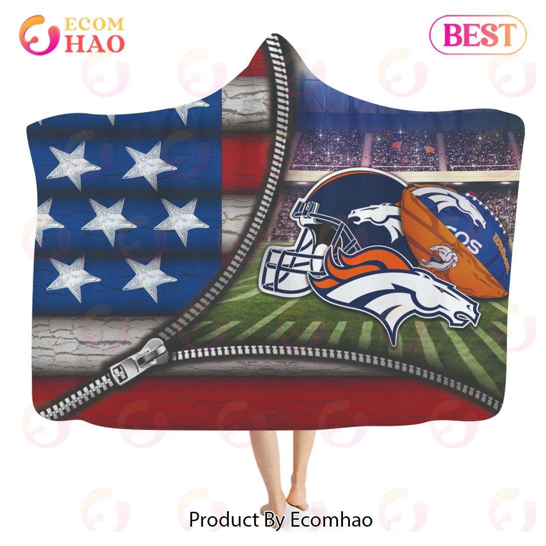 Denver Broncos Gift For Fan 3D Full Printing Hooded Blanket American