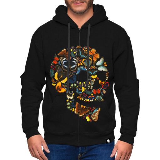 butterfly skull vintage Zip-Up Hoodie