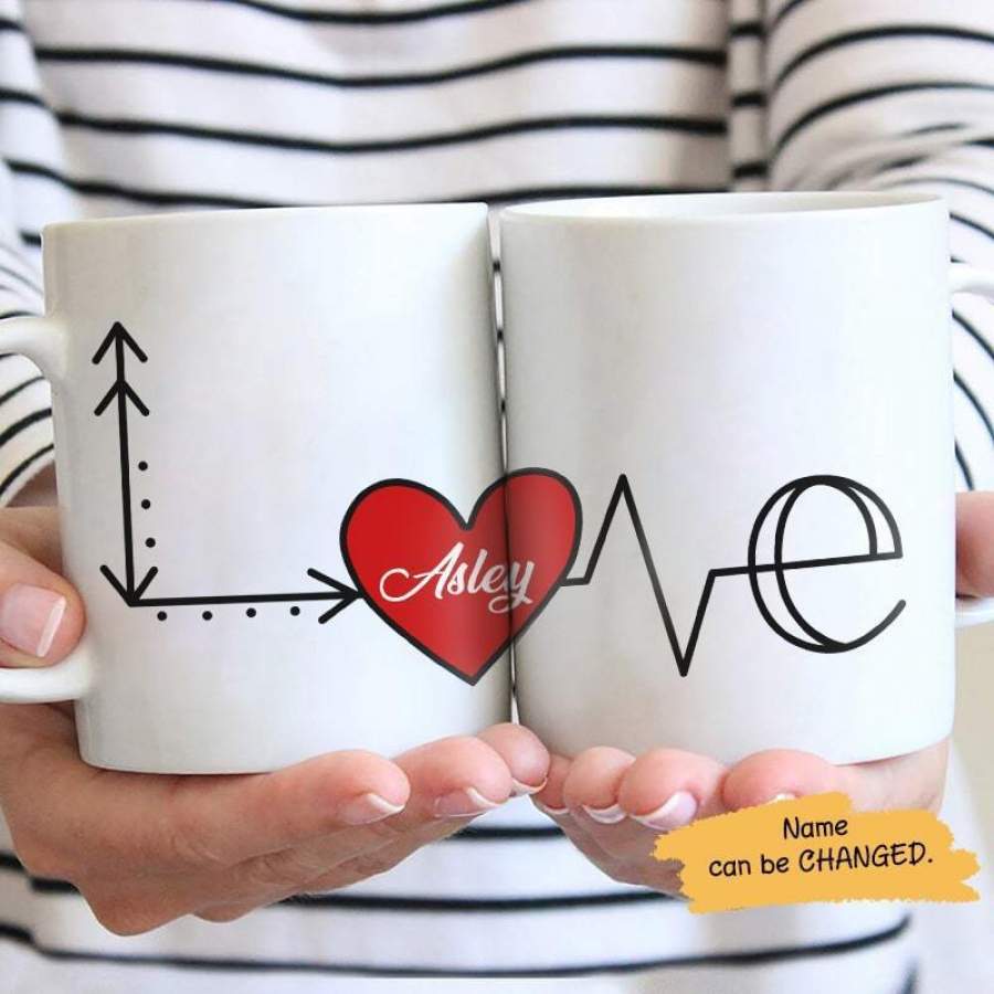 Love Heartbeat Couple Personalized Mug