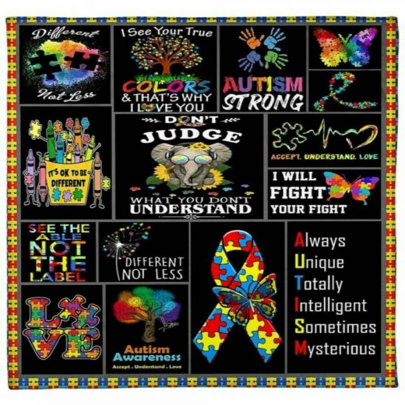 homesweetquilt – Elephant Autism Don’T Judge What You Don’T Understand Sofa fleece blanket, Small, Medium, Large, X-large, hf1108