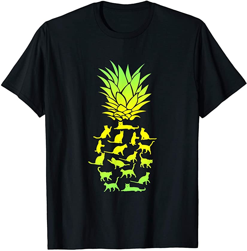 Pineapple Cat Silhouette Ombre – The Full Of Kitten’s Poses T-Shirt