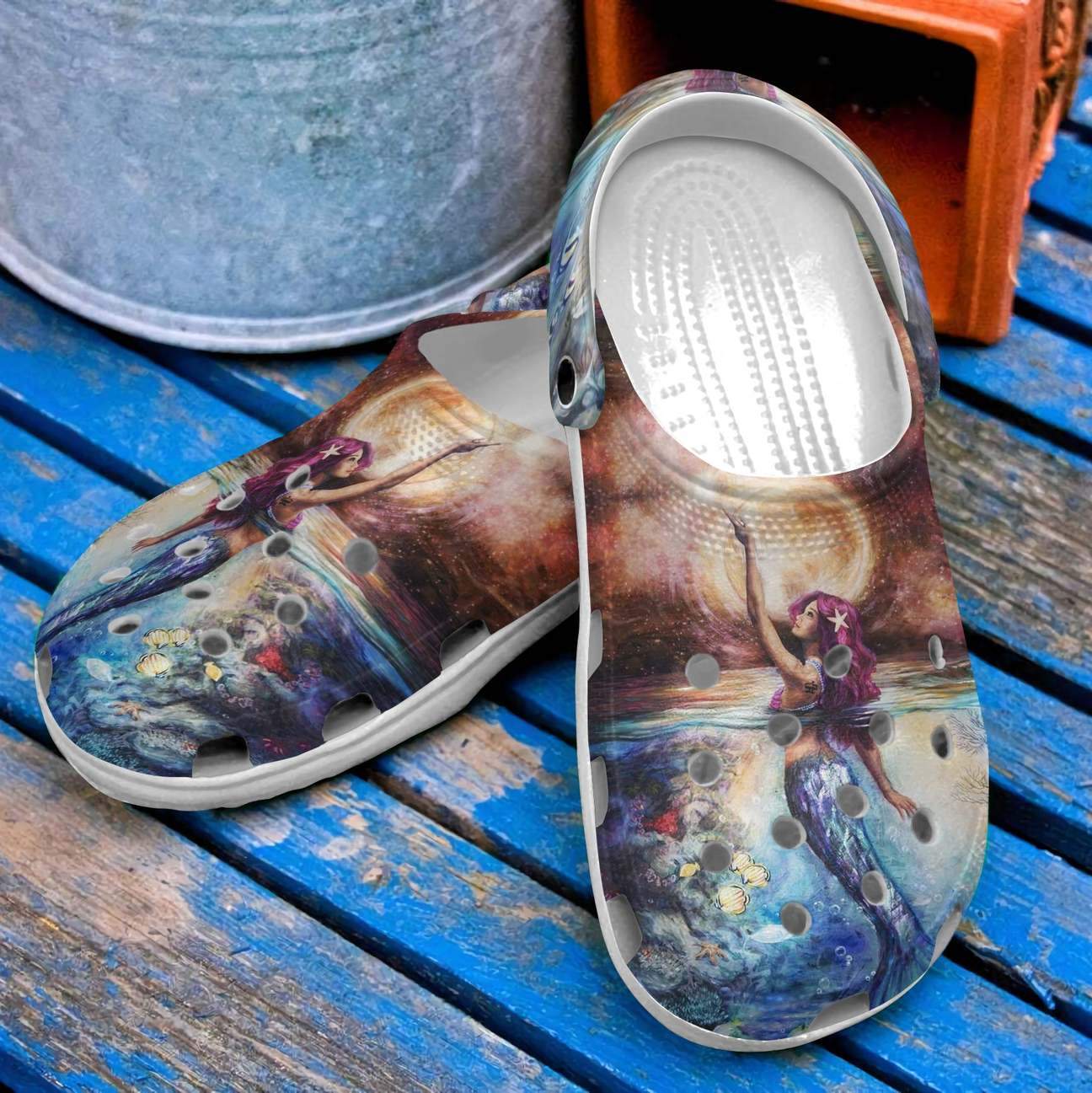 Mermaid Personalized Clog, Custom Name, Text, Color, Number Fashion Style For Women, Men, Kid, Print 3D Under The Sea