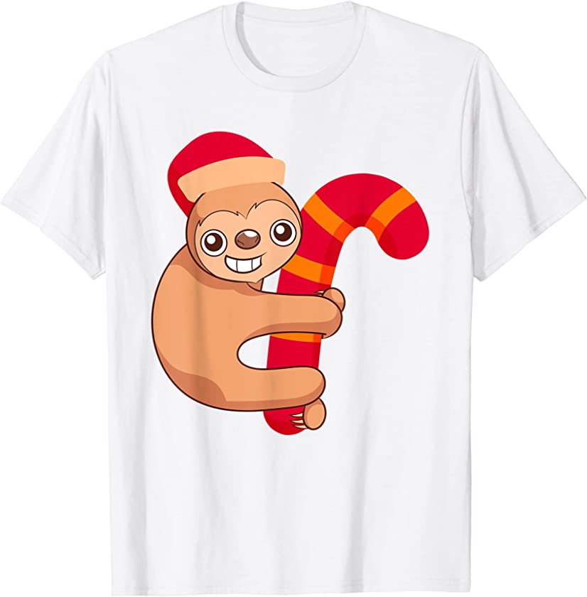 Xmas Candy Cute Wildlife Animal Lover Merry Christmas Sloth T-Shirt