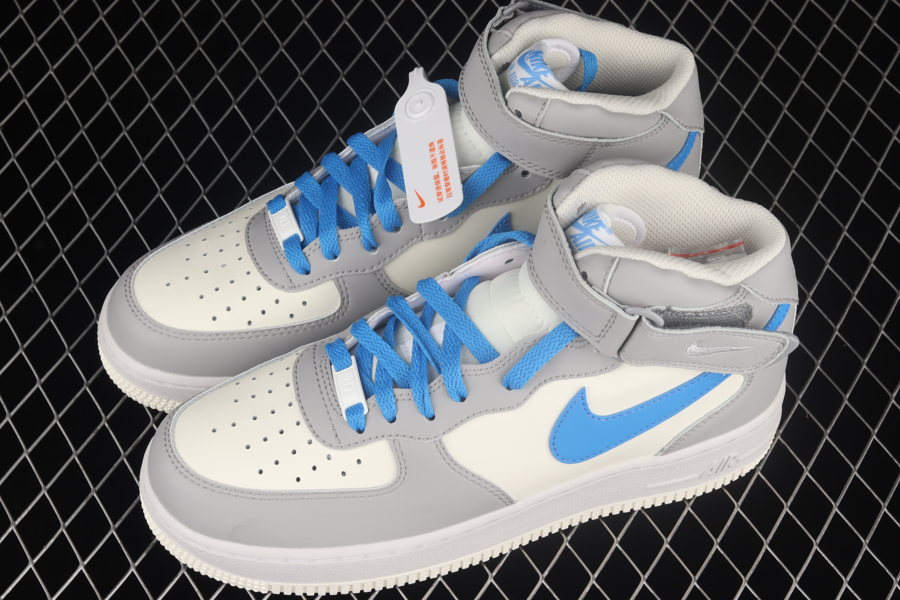 Nike Air Force 1 07 Mid Retro Grey Blue White Shoes Sneakers SNK248681799