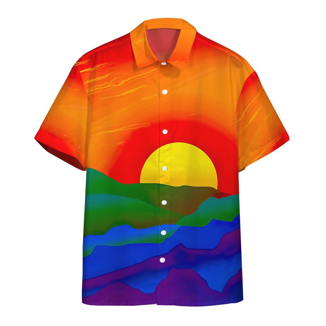 Gearhumans Gay Pride Sunrise Custom Hawaiian Shirt Ha107228