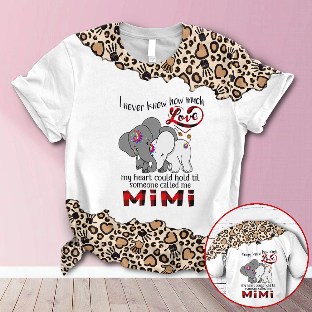 Personalized Elephant I Never Knew How Much Love My Heart Could Hold Leopard All Over Print Shirts, 3D Shirts For Grandma Hn98 Trhn