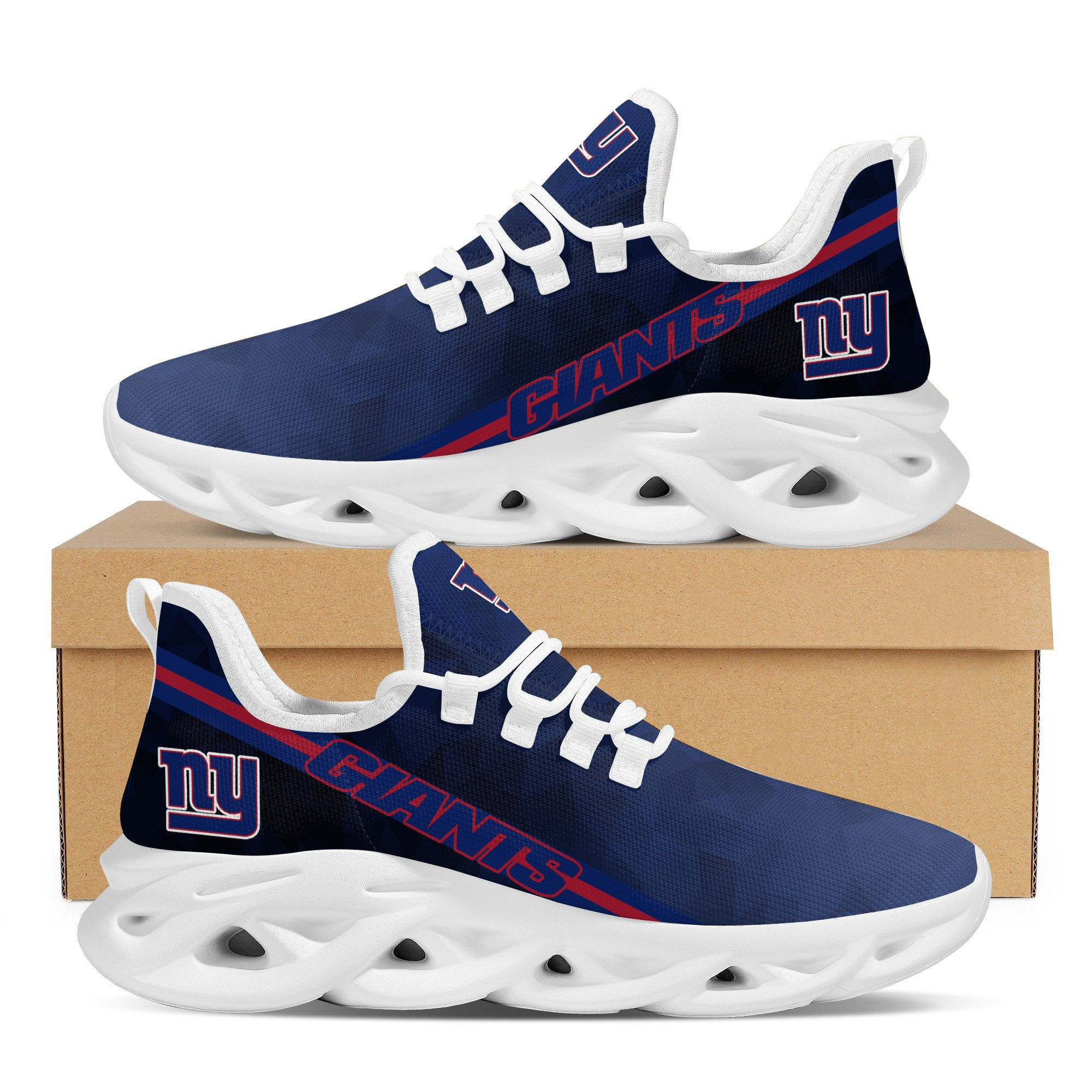 New York Giants Polygonal Design Trending Max Soul Clunky Sneaker Shoes For Mens Womensamerican Football Team Fans