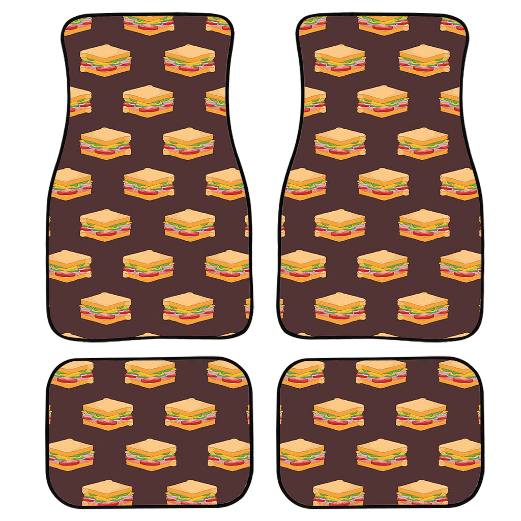 Brown Sandwiches Pattern Print Front And Back Car Floor Mats, Front Car Mat