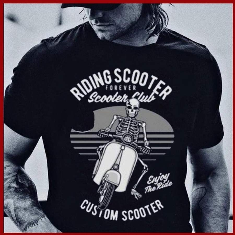 Men’S Vintage Retro T Shirt Riding Scooter Shirt Biker Gift Shirt