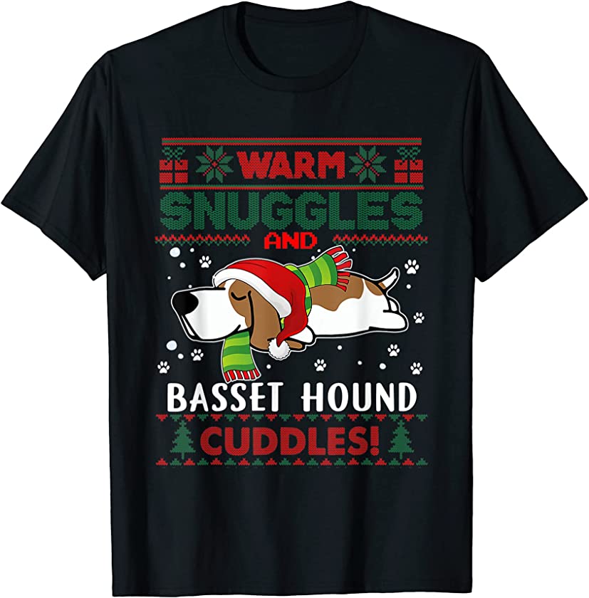 Basset Hound Christmas Pajama Shirt Ugly Christmas Sweater T-Shirt