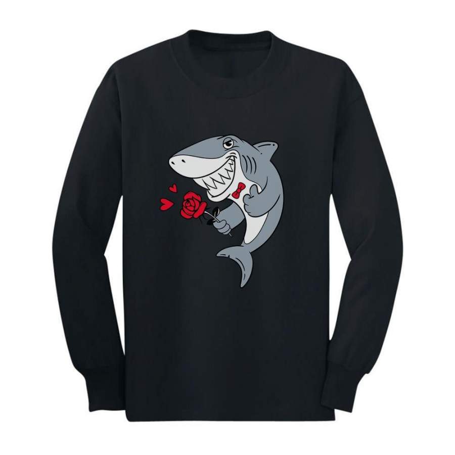 Valentine’s Day Shark with Roses Toddler/Kids Long sleeve T-Shirt