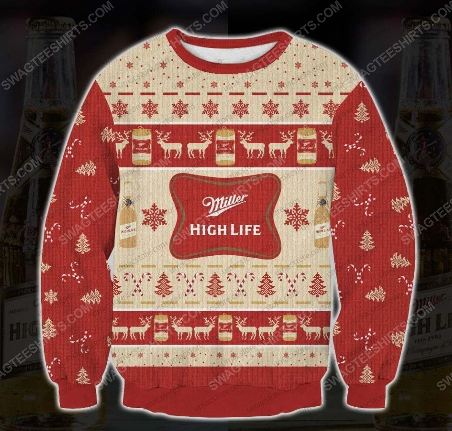 [Special Edition] Miller High Life Beer Ugly Christmas Sweater – Maria