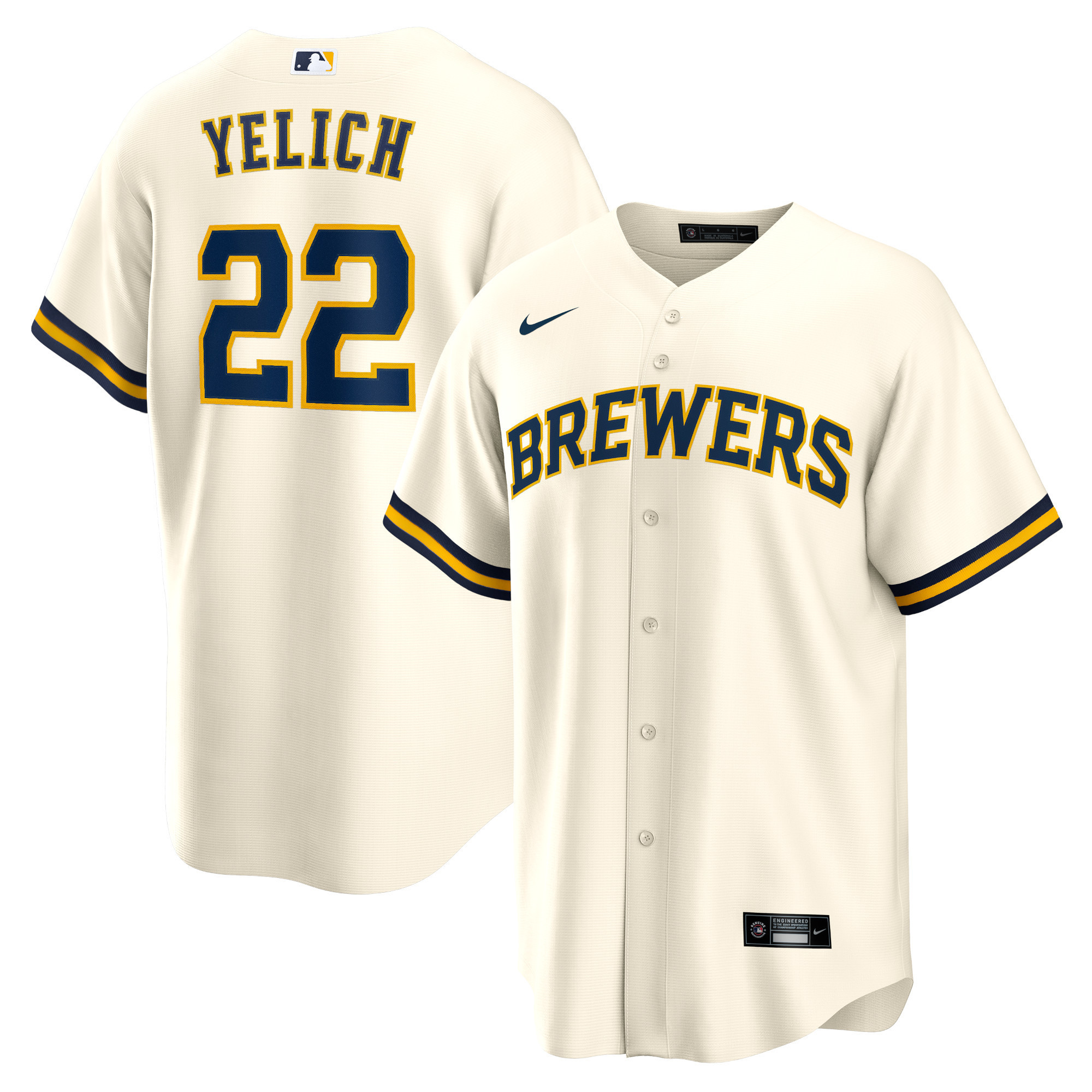 Christian Yelich Milwaukee Brewers Alternate Replica Player Jersey – Cream MLB