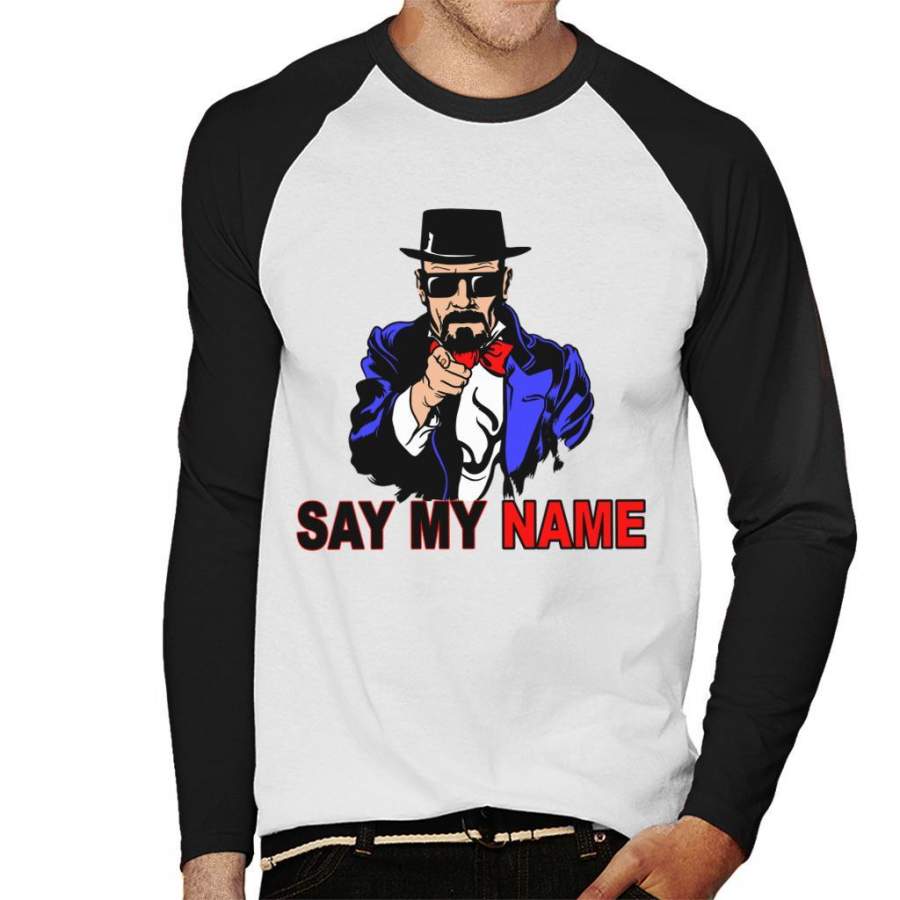 Breaking Bad Say My Name Heisenberg Uncle Sam Men’s Baseball Long Sleeved T-Shirt