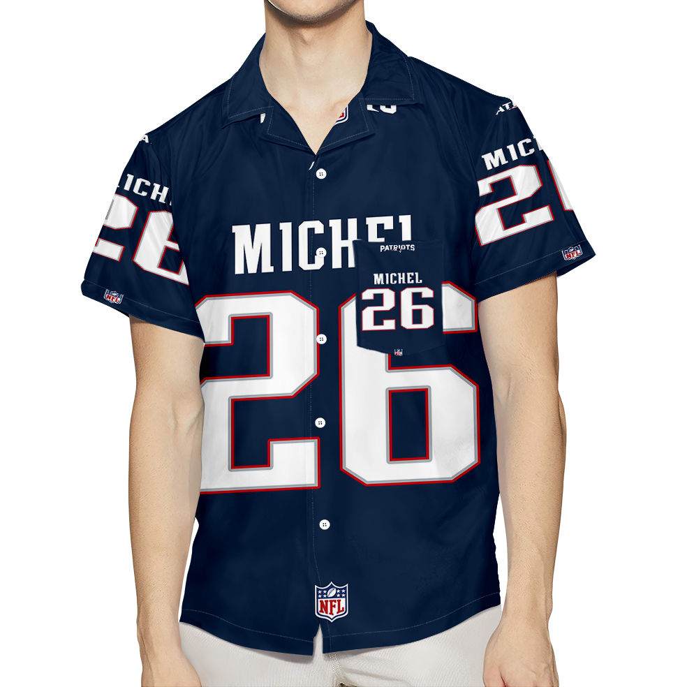 New England Patriots Michael 26 Uniform 3D All Over Print Summer Beach Hawaiian Shirt With Pocket