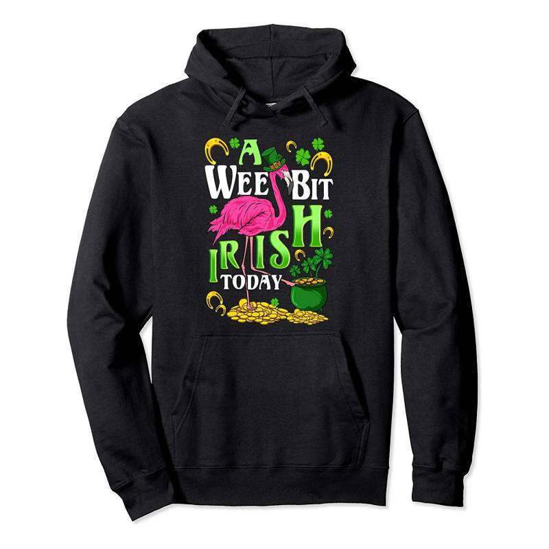 A Wee Bit Irish Today Flamingo Leprechaun St Patricks Day Pullover Hoodie