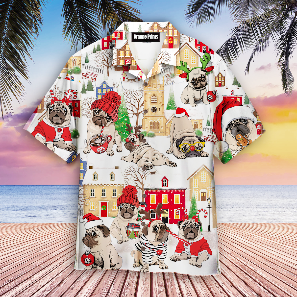 Puggy Dog Merry Christmas Hawaii Shirt For Men And Women Ha74006