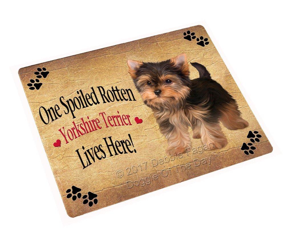 Spoiled Rotten Yorkshire Terrier Puppy Dog Art Portrait Print Woven Throw Sherpa Plush Fleece Blanket