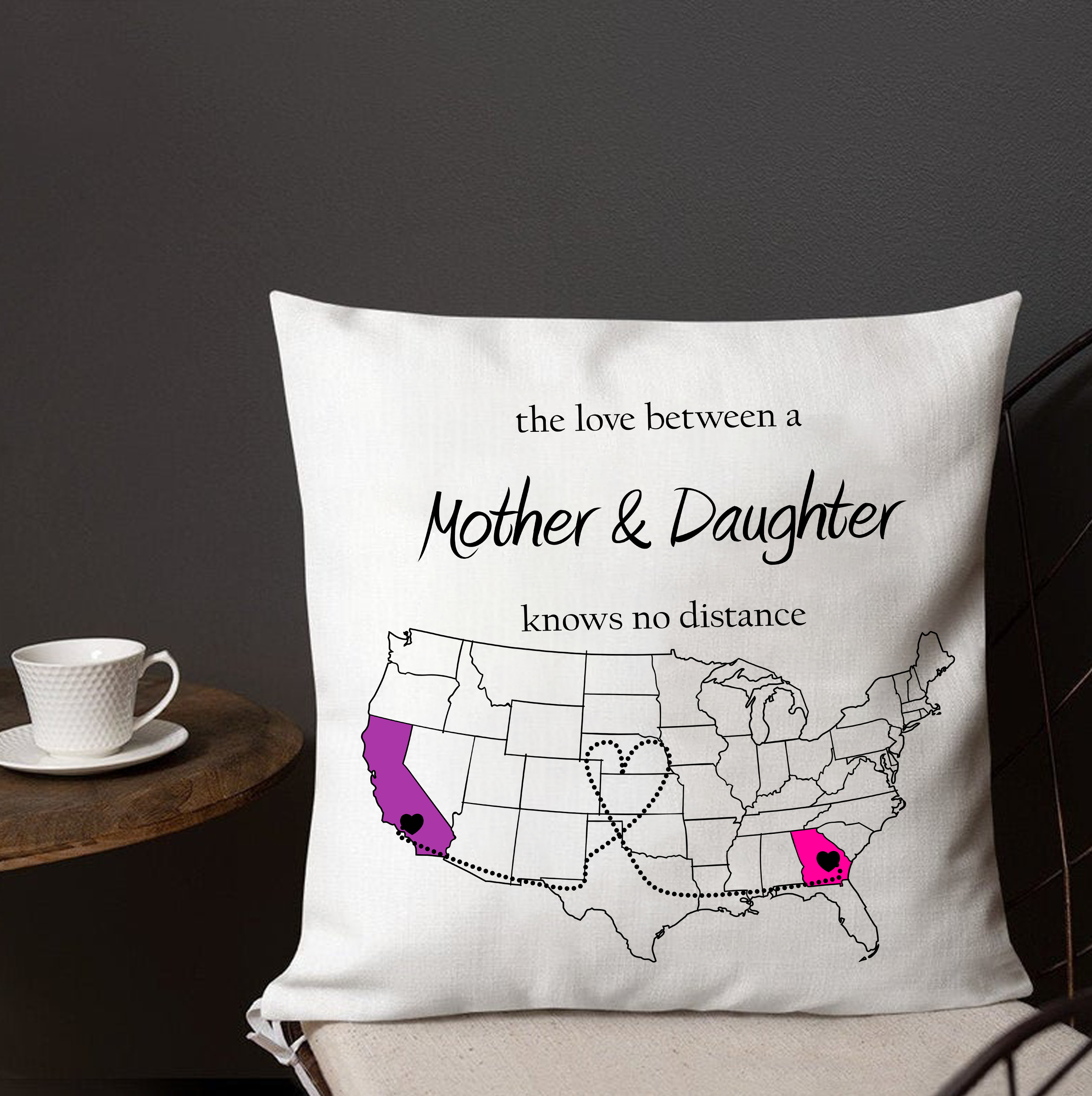 Long Distance Mom Daughter Pillow