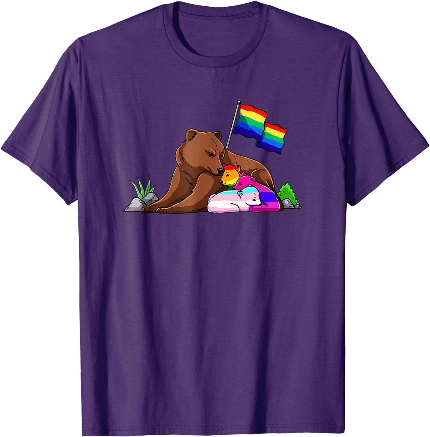 T Shirt Gift For Les Mom,Bear Mom Free Hug Lgbt Gay Transgender Pride Accepting, Lesbian Mom Shirt