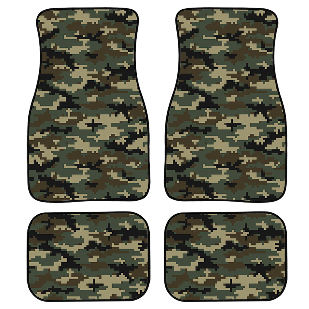 Army Green Digital Camo Pattern Print Front And Back Car Floor Mats, Front Car Mat