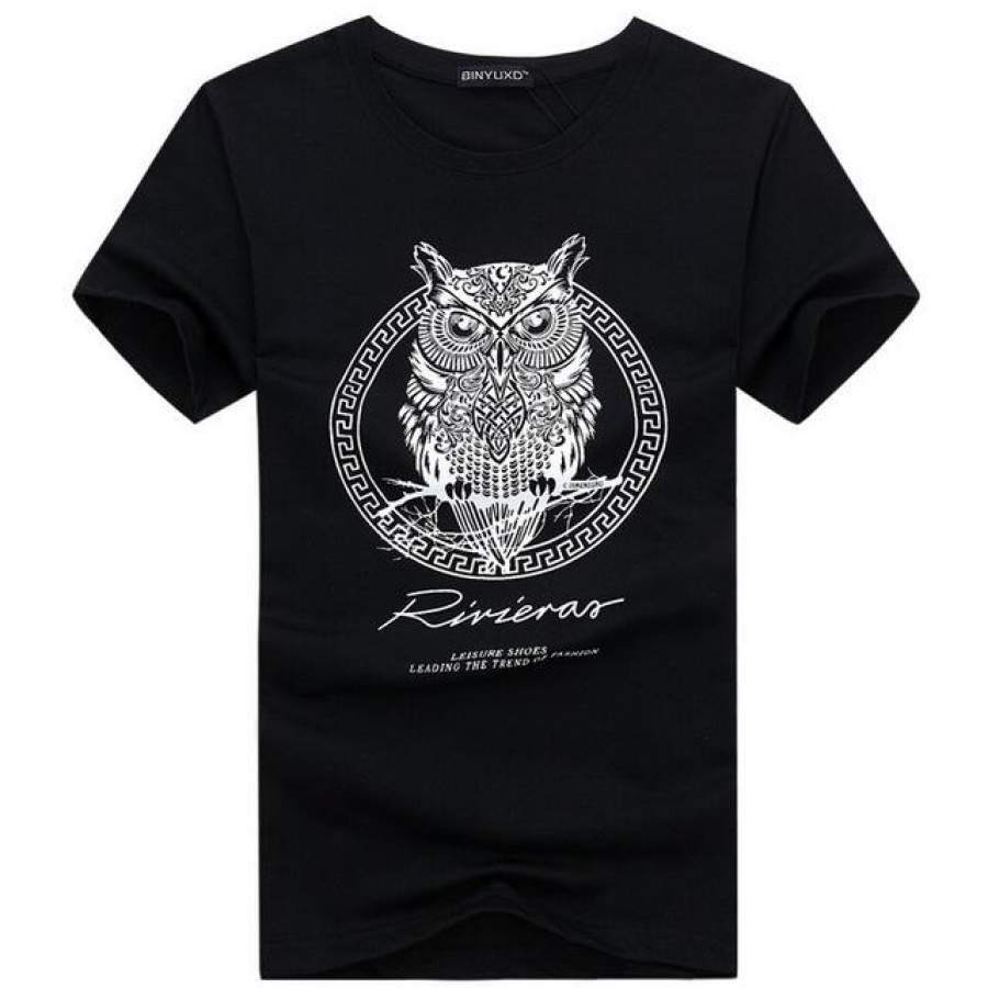Men cotton cartoon OWL animal printed Hip Hop T shirt men