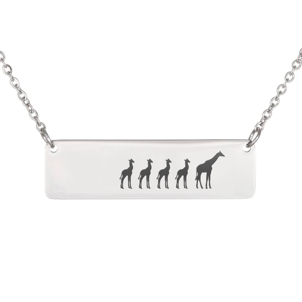 Personalized Mama Giraffe + 4 Calves Bar Necklace