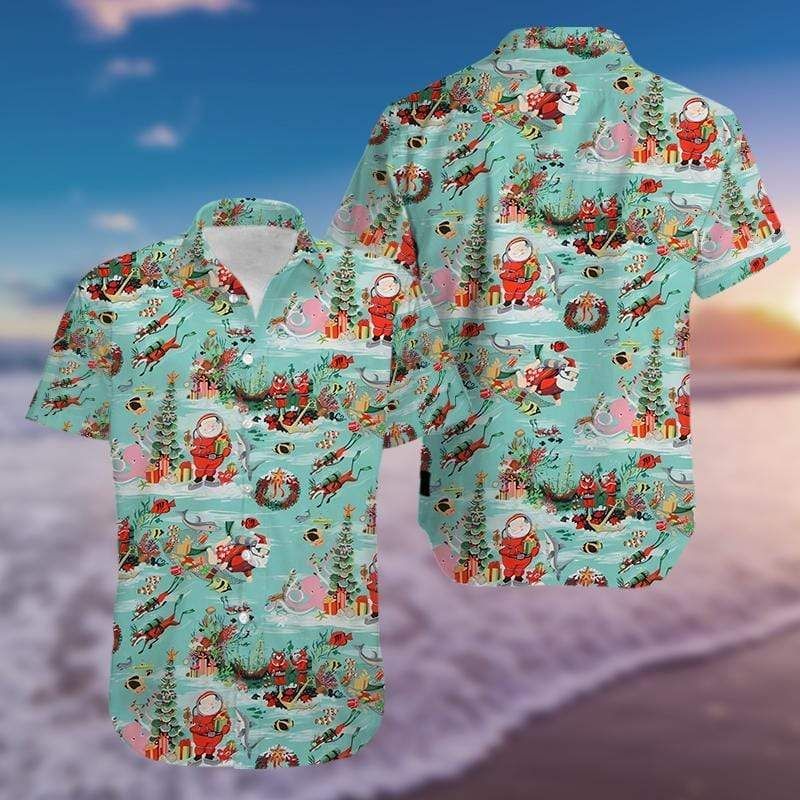 Get Now Hawaii Aloha Shirts Christmas Santa Claus Scuba Diving Ha1904