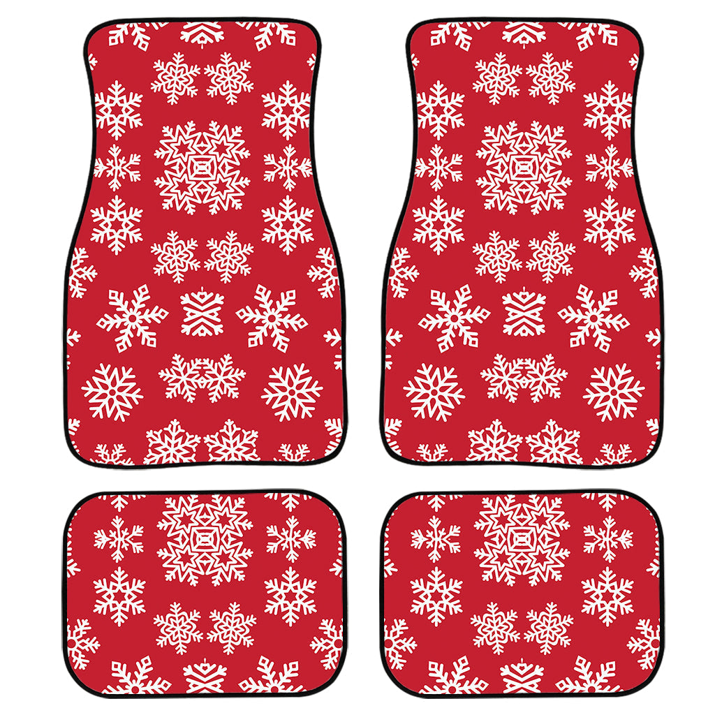 Merry Christmas Snowflakes Pattern Print Front And Back Car Floor Mats, Front Car Mat