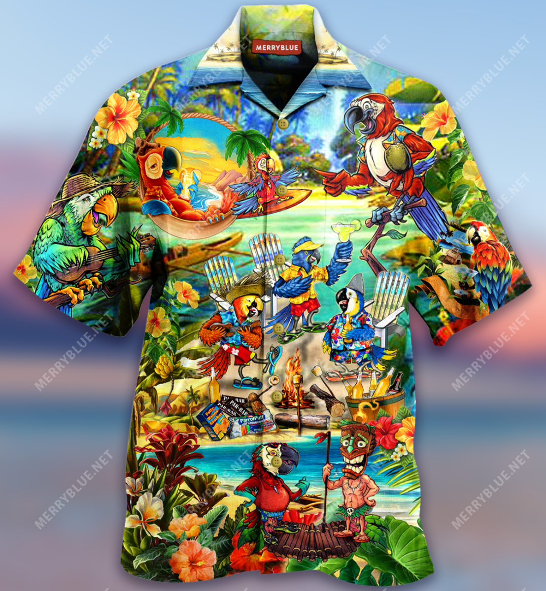 Party Of Parrots In Hawaiian Unisex Shirt Ha23111