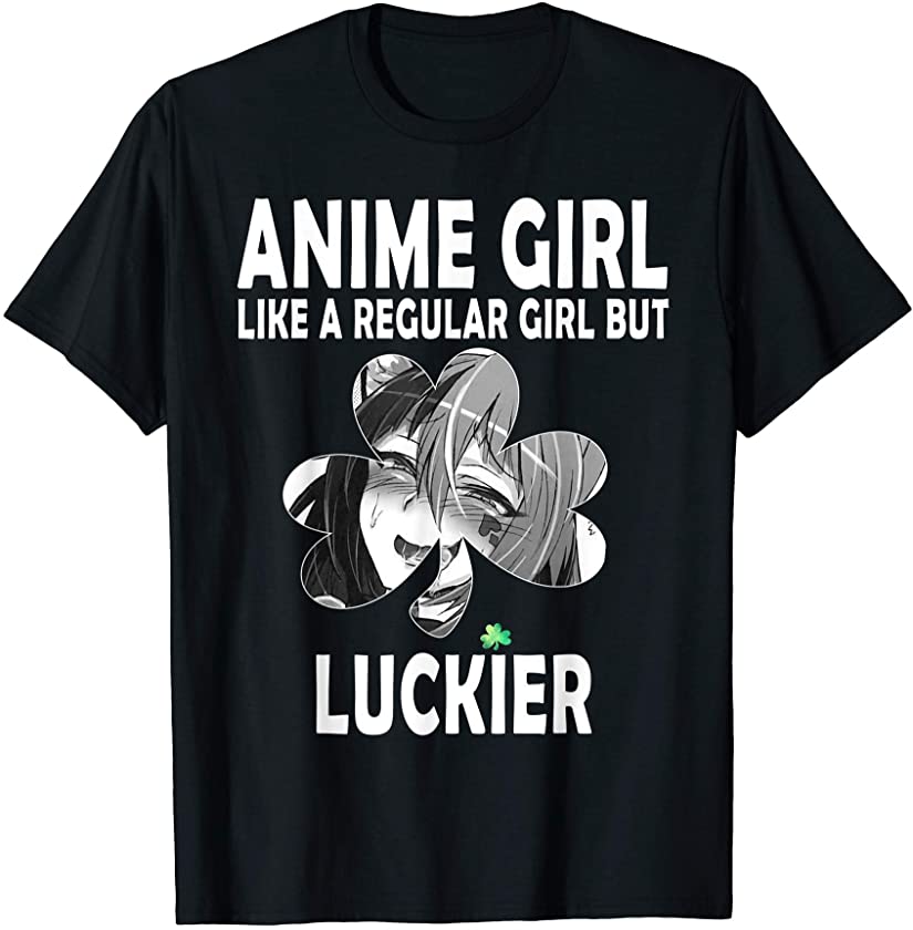 St Patrick’s Day Anime Girl Shamrock Aesthetic Funny Manga T-Shirt