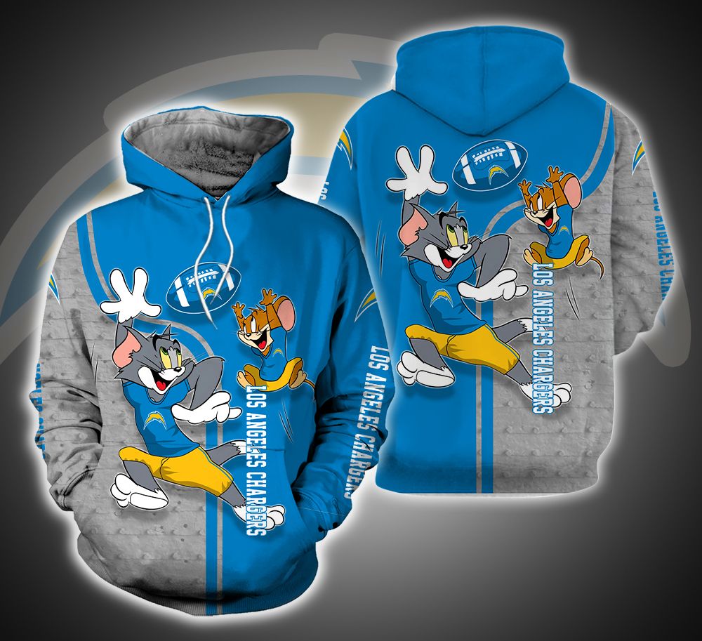 Los Angeles Chargers Ft. Tom and Jerry 3D Printed Hoodie