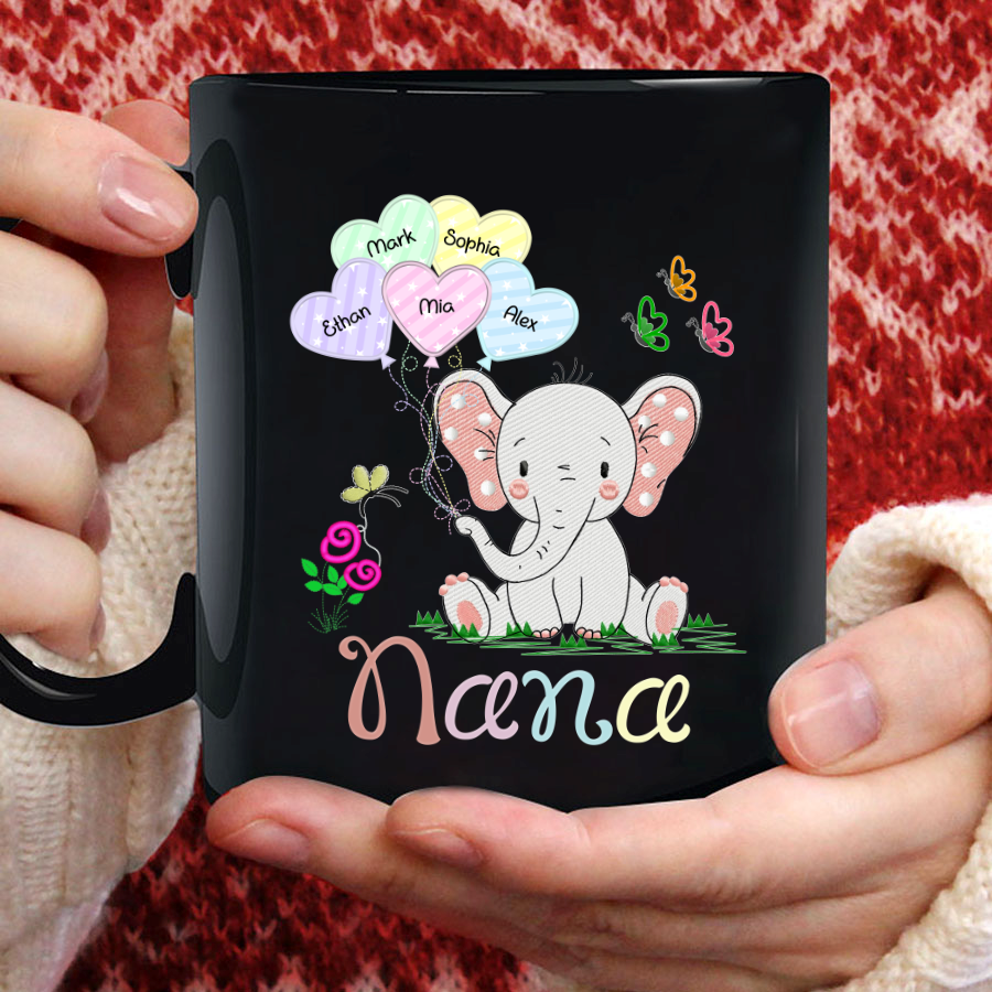 Nana Elephant Cute Hearts Mug